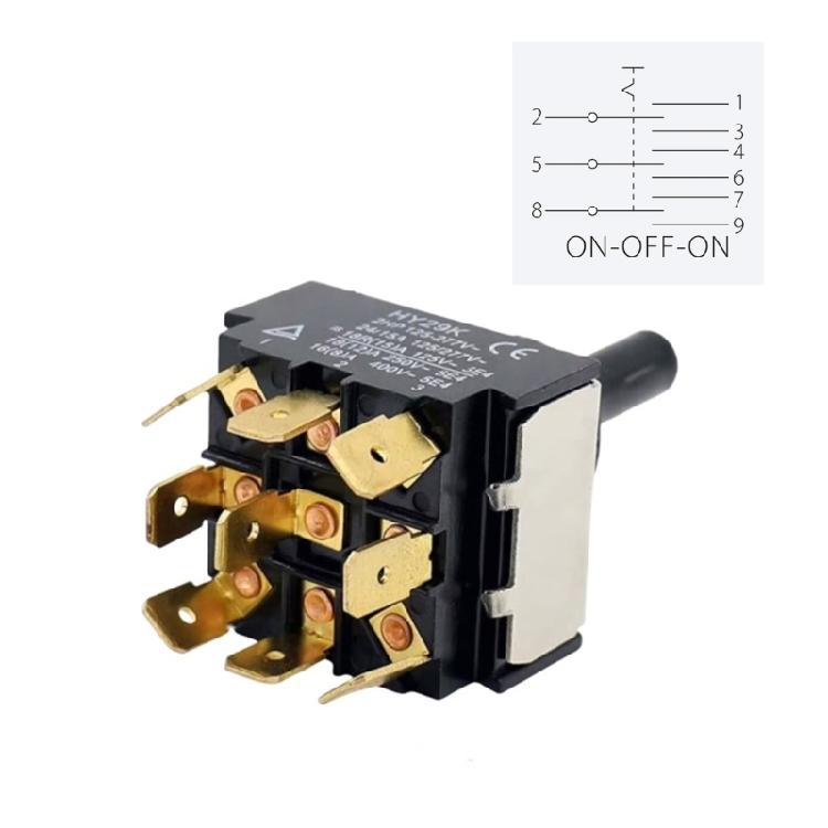 HY29K 9 Terminals Button Switches 3 setting & Home Electrical Accessory Simple Installs for Advanced Circuit Management