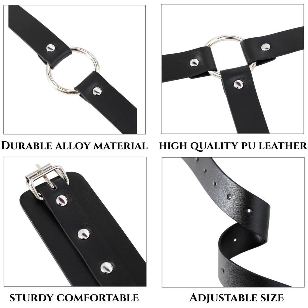 Bondage Restraints Handcuffs Sex Toys Neck to Wrist Behind Back Adjustable Handcuffs Belt PU Leather for Adult SM Games