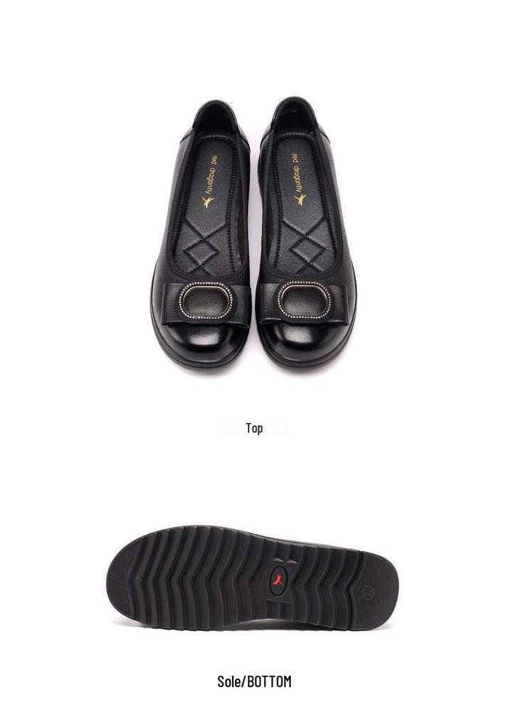 Red Dragonfly Women's Slip-On Summer Flat Leather Shoes - Soft Sole Casual Style