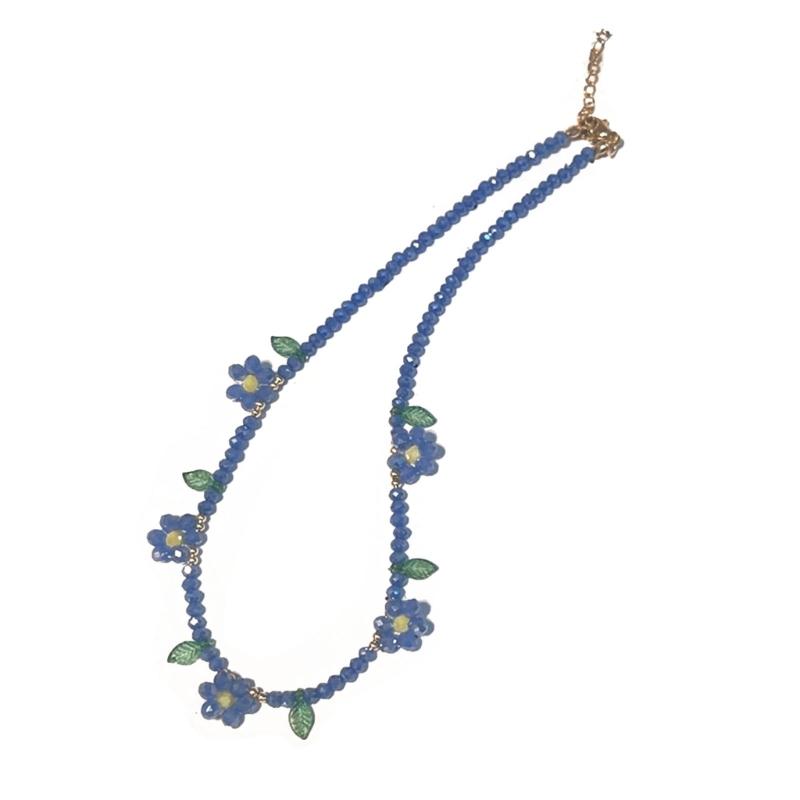 Flower Beaded Necklace Flower Pendant Necklace Chain Necklace Bead Necklace Party Accessories Gift for Women Girlfriends