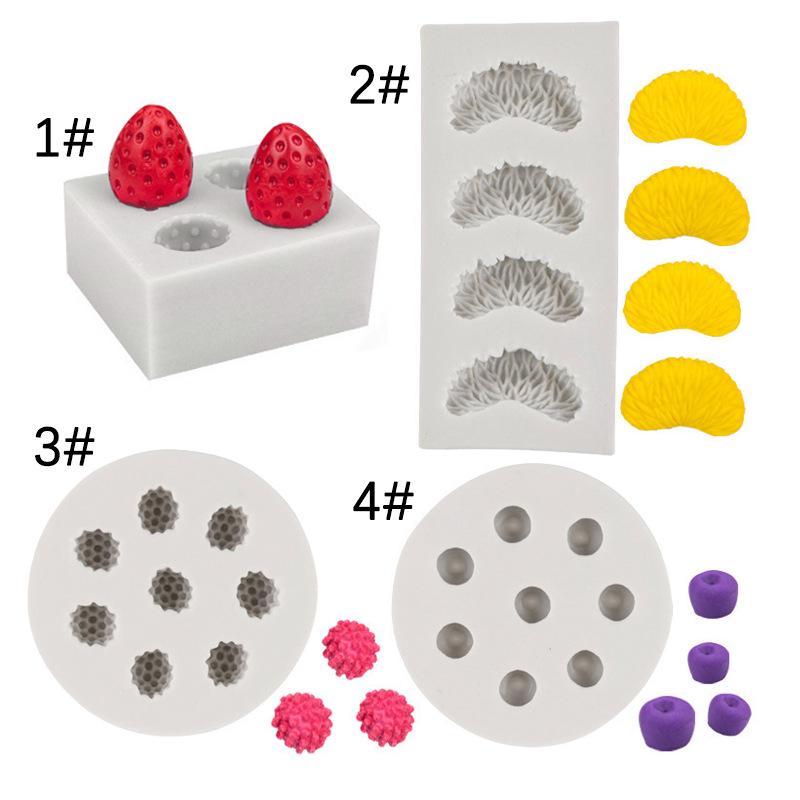 Silicone Mold for DIY Fruit Cake Decoration: Strawberry, Blueberry, Raspberry, Orange.