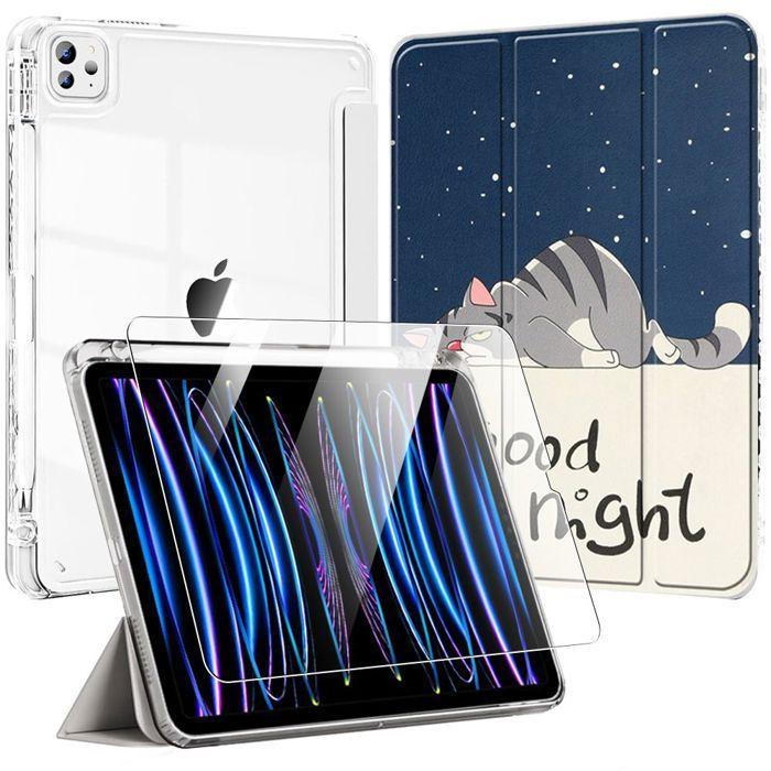 Hülle + Gehärtetes Glas - E.F.Connection - iPad Pro 11" (2018-2022) - Motif Chat - Stifthalter