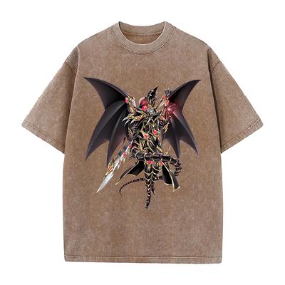 Anime Dark Magician T-shirt Summer Short Sleeve Cotton Tee Shirt Trendy Vintage Washed Oversized Tops Clothing
