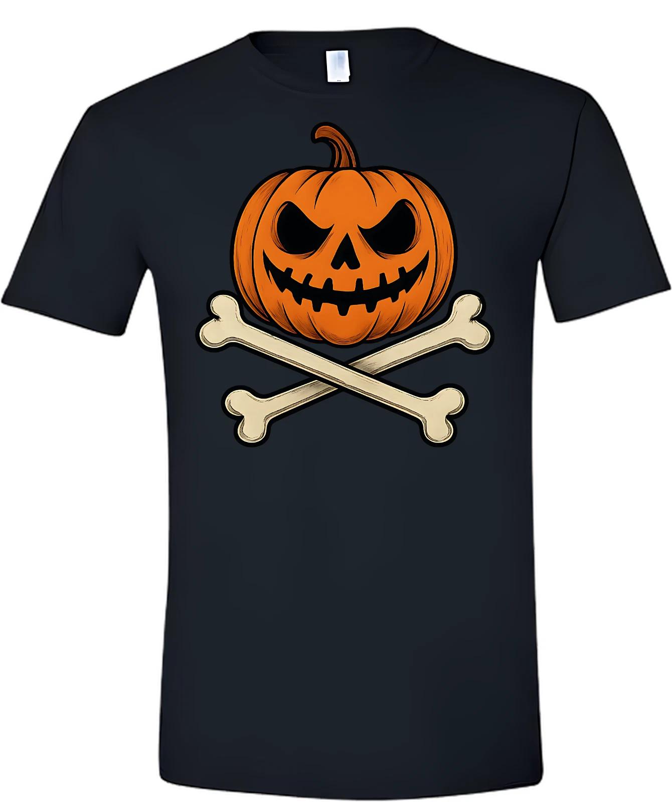 Jack O Lantern Skull And Cross Bones Short Sleeve T-Shirt S