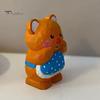 Hand Carved Basswood Bear Ornament Hand-Carved Ornament, Cute Apron Wood Decorative Figurine, Handcrafted Figure Statue for Desktop Shelf And