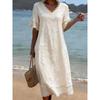 BITCED Fashion Summer Spring  Solid Color Print V-Neck Short Sleeve Casual Dresses