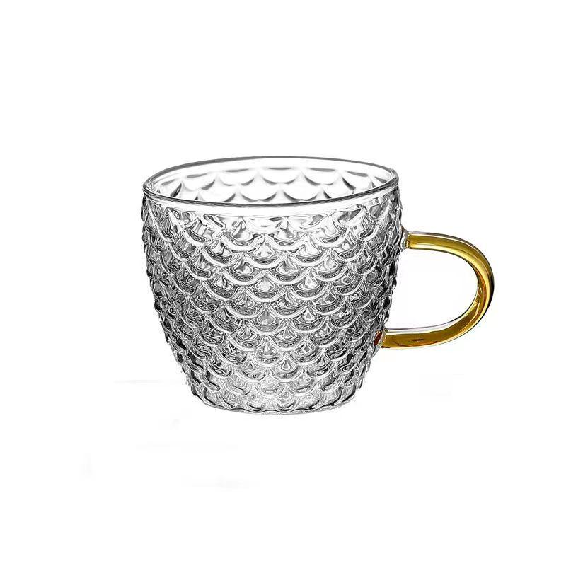 Glass Tea Cups Small Cups Home Glass Tea Set Coffee Cup Set Tea Water Cup Saucer Steak Juice Bucket Table Decor Teacup