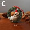 Christmas Decorations Cute Cartoon Animals In Wreath Elk Bear Christmas Tree Pendant Resin Crafts Background Wall Hanging
