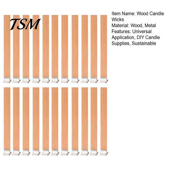 Candle Wick Centering Tool 22 Pcs Wood Wicks Sustainable with Metal Natural Bases Handmade Smokeless Wooden for DIY Making Woodwick Candles