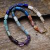 Luxury natural stone crystal 7 colors simple fashion European and American popular jewelry hexagonal column collarbone chain necklace jewelry