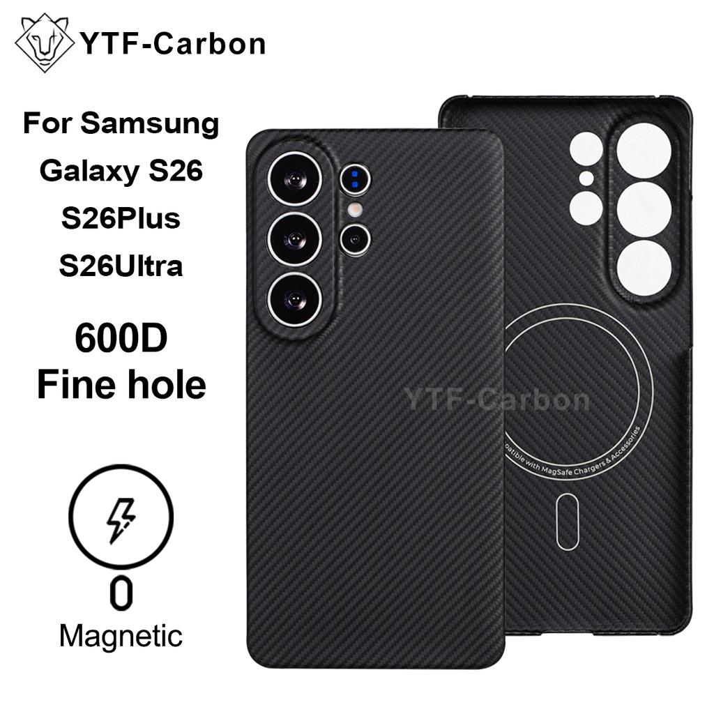 YTF-carbon Luxury Real Kevlar Case for Samsung Galaxy S26 Ultra/S26Plus/S26, Aramid Fiber Magnetic MagSafe Cover