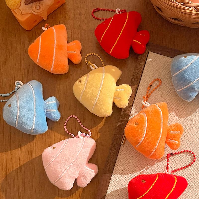Cute Plush Fish Keychain Soft Stuffed Animal Bag Charm for Women Girls Kawaii Fish Pendant for Backpack Purse and Key Accessory
