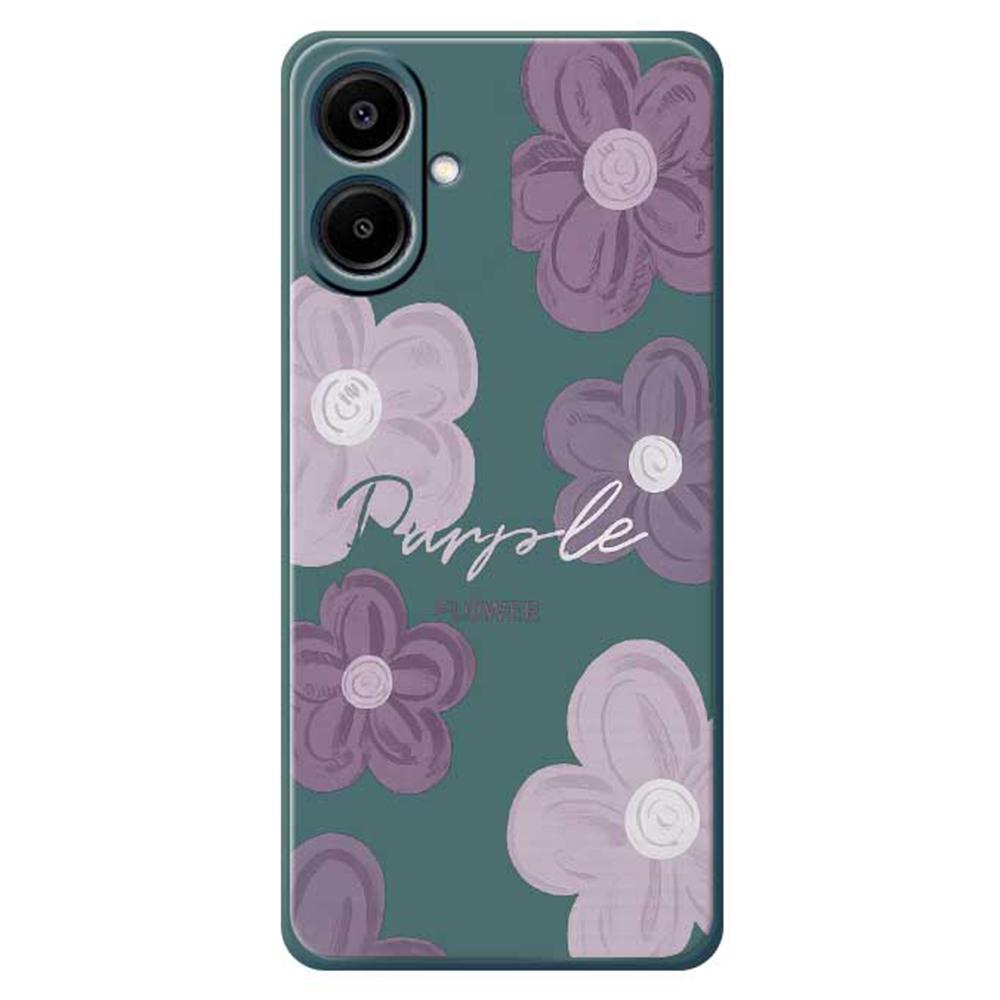 For Samsung Galaxy A07 4G Case Purple Flower Pattern Printing Straight Edge TPU Phone Back Cover