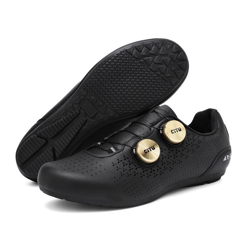 Unisex Cycling Shoes With Rotating Dial Low-Cut PU Leather MTB Road Bike Clipless Compatible