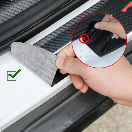 4PCS Car Door Plate Sill Scuff Cover Carbon Fiber Anti Scratch Protector Sticker