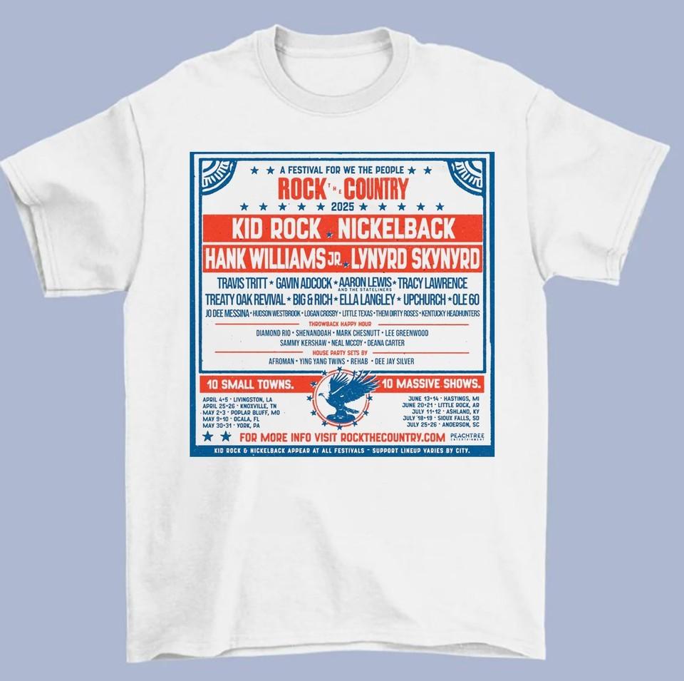 Kid Rock Rock The Country 2025 Festival T Shirt Full Size S-5XL K697 L