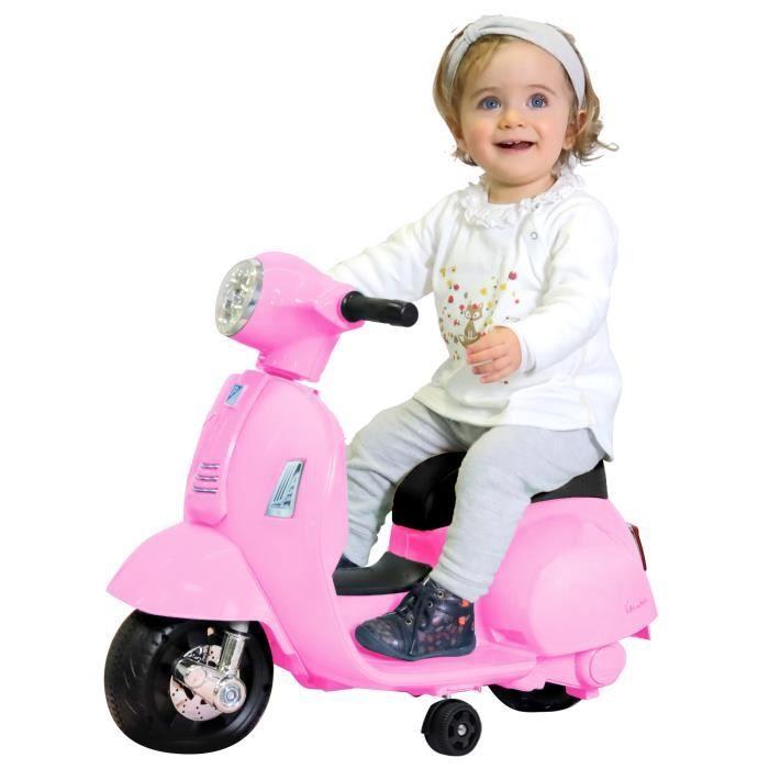 Vespa Électrique Pour Bébé - MGM - Mini GTS Lumineux - Roues Latérales - Rose
