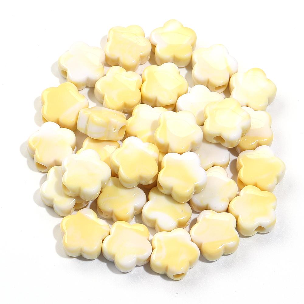 30pcs/lot Flower Shape Acrylic Beads Dual Color Big Hole Loose Spacer Beads For Jewelry Making DIY Fashion Bracelet Phone Chains