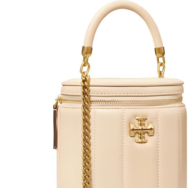 Tory Burch Kira Metal Double T Logo Bucket Bag Leather Tote Shoulder Crossbody Bag Women bags Cheese-White 138999-724