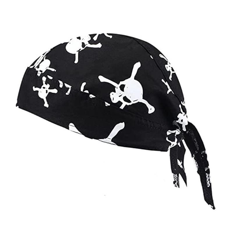 Men's Pirate Skull Biking Hat, Head Scarf, Breathable Helmet Lining, Anti-Sweat UV Sports Diadem, Scarf for Men and Women