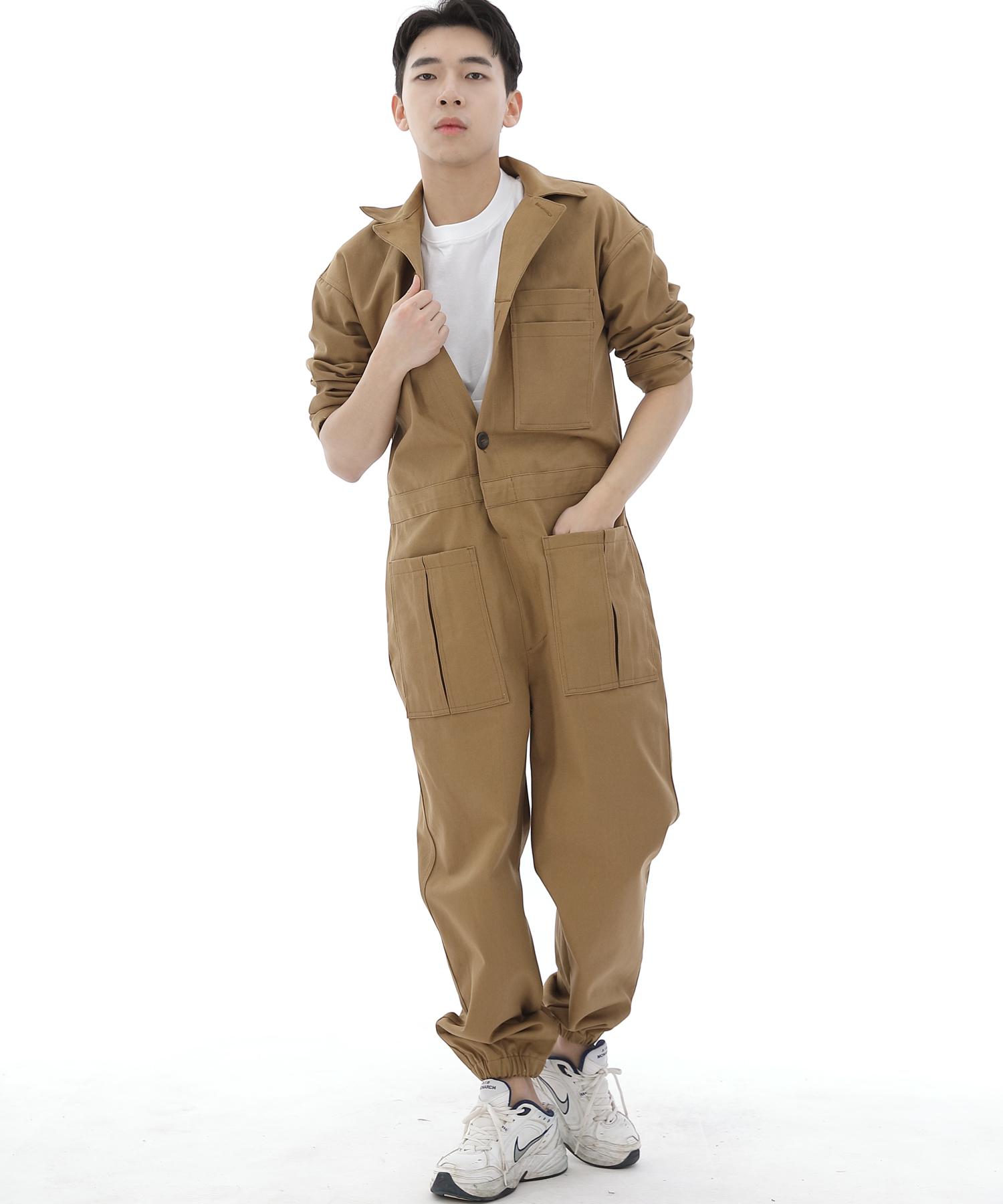 Seinteukeulu Over-Round Tapered Cargo Jogger Jumpsuit