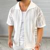 Summer Lightweight Knit Shirt for Men with Collar and Short Sleeves