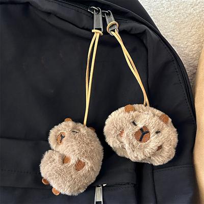 Capybara Pendant Keychain Cartoon Plush Doll Toy Student Bag Hanging Decorative Doll Friend Gift
