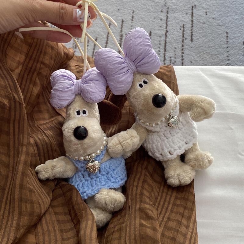 Xiaohongshu Cute Bow Skirt Repair Dog Doll Bag Pendant, Necklace Pilot Puppy Pendant Keychain
