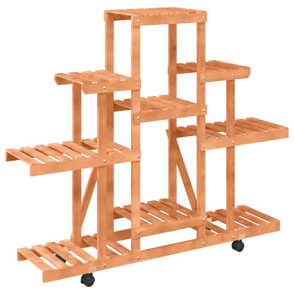 Vidaxl Wheeled Plant Stand, 110X25X101 Cm, Solid Fir Wood
