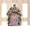 Miniature Fairy Gnome Door Figurines Wooden Art Sculpture Creative Garden Door Tree Statues Ornaments Home Window Decoration