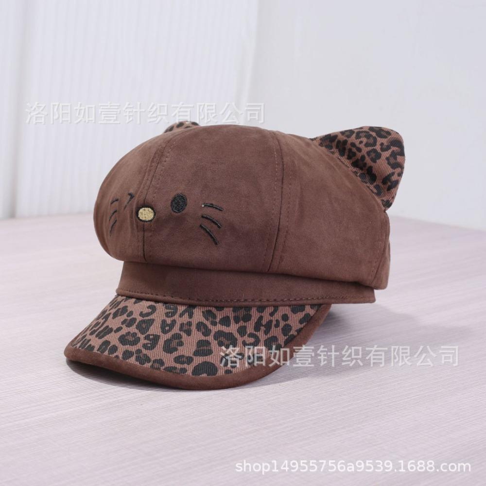 **Women Newsboy Beret Cap Solid Korean British Vintage Visor Face Slimming Hat**