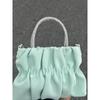 Macaron Small Fresh Portable Messenger Bag Female, Summer New Fashionable Versatile Pleated Cloud Chain Bag