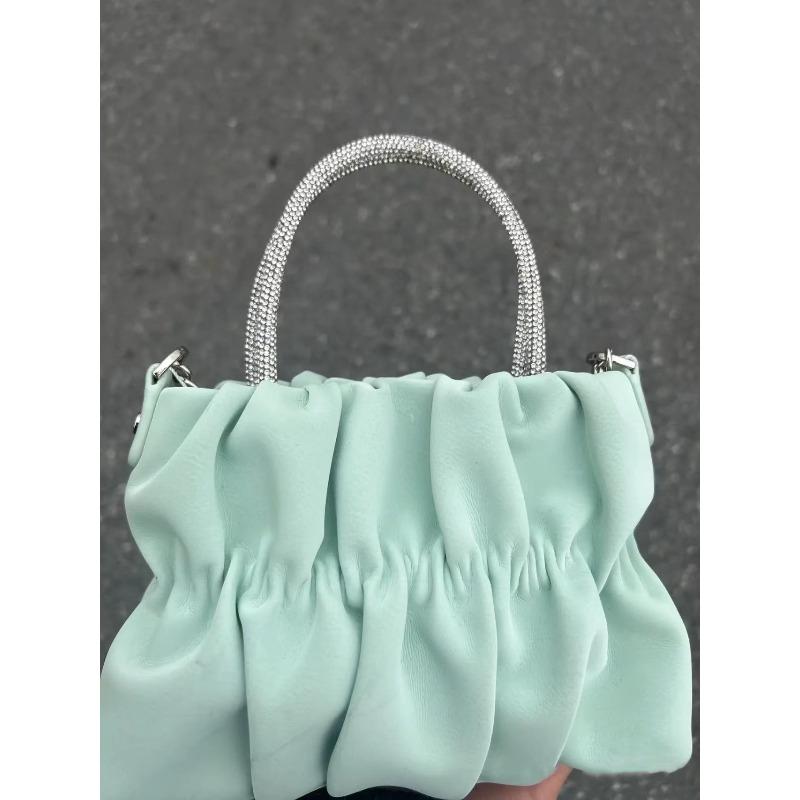 Macaron Small Fresh Portable Messenger Bag Female, Summer New Fashionable Versatile Pleated Cloud Chain Bag