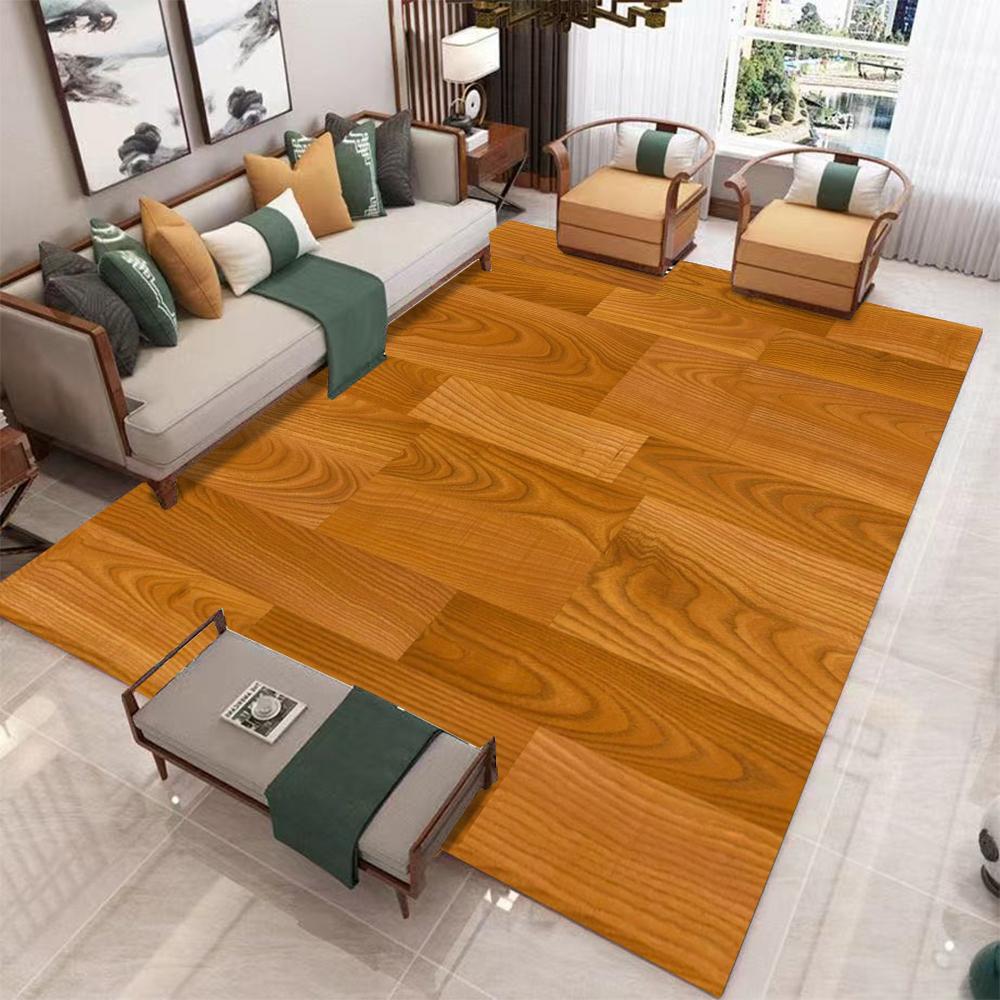 Realistic Wood Texture Carpet for Living Room Rustic Design Indoor Home Decor Large Area Rug Non Slip Floor Mat for Natural Home