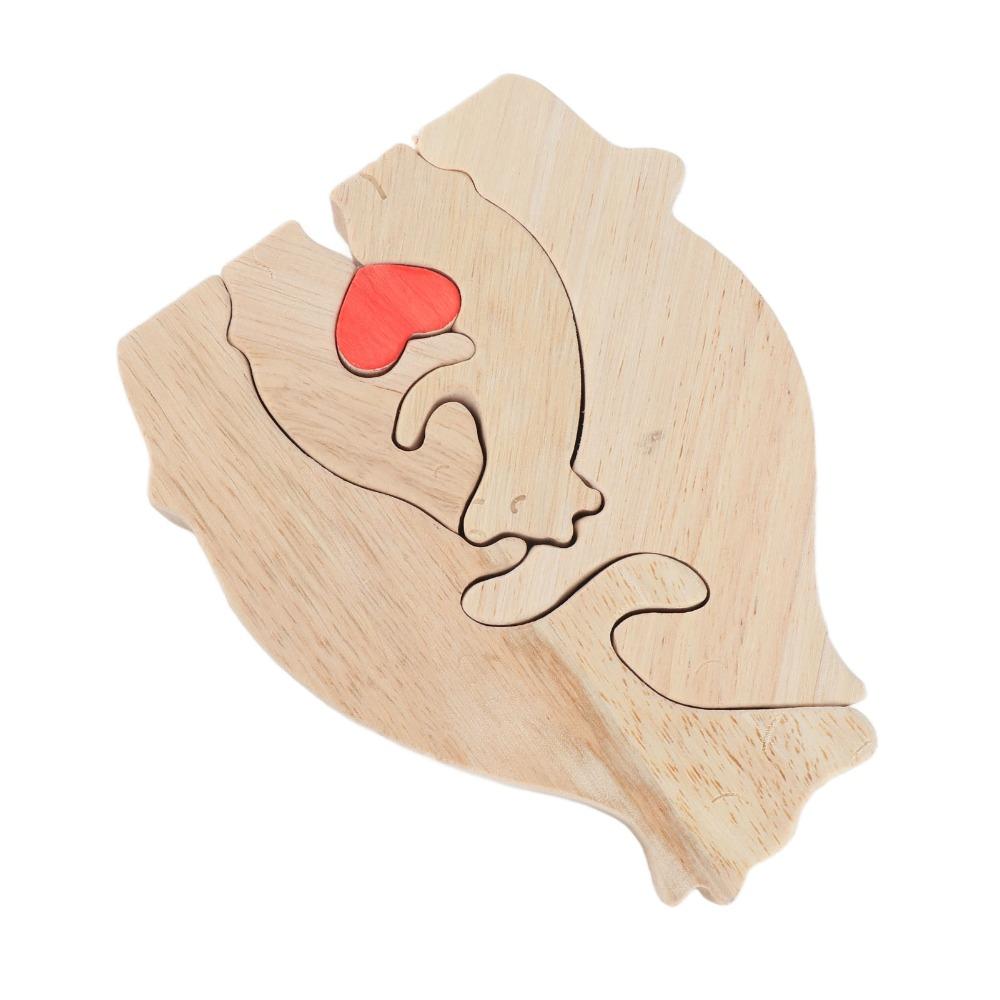 4.72x5.91x0.79in Beech Wood Bear Puzzle Ornament  Cabinet Surface Layout Craft