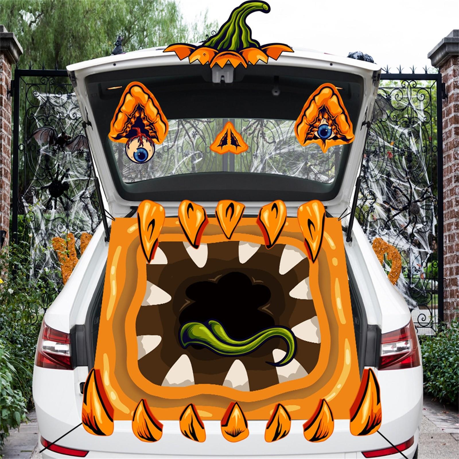 

Набор украшений - Украшения для автомобиля на Хэллоуин для внедорожника, страшная наклейка с лицом ведьмы, декор для автомобиля для улицы, гаражной арки, двери, стены, окна, дома с привидениями One Size