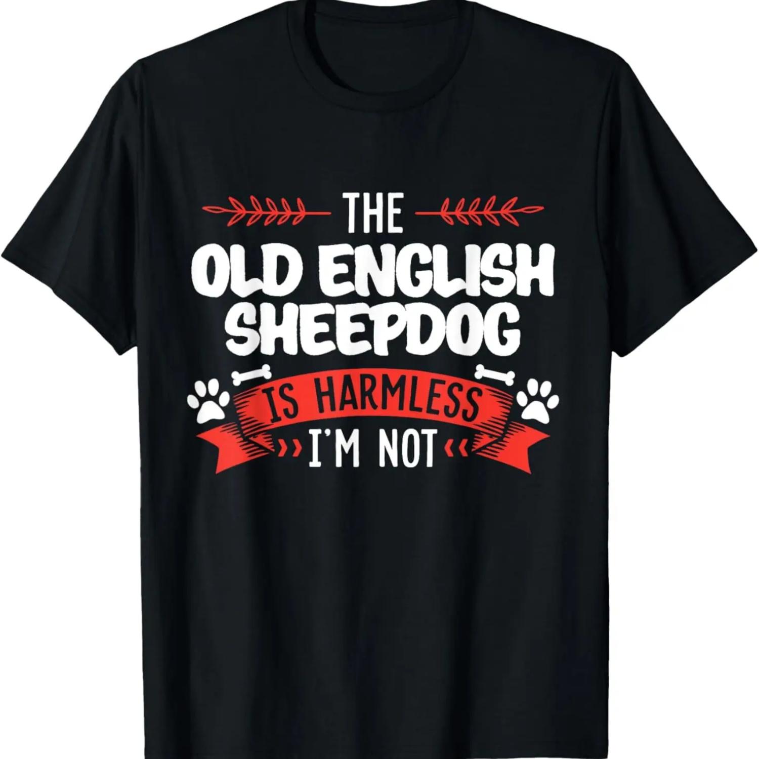 Old English Sheepdog Shirt Men Women Dog Mom Dog Lover T-Shirt S чёрный