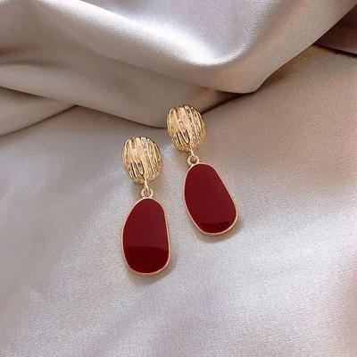 Retro- Ankera Red Earrings, Unique Design, Drip Glaze, Elegant Stud Earrings