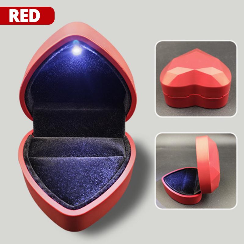 Fashion Ring Box Heart Shape with LED Light Jewelry Box Creative Proposal Confession Ring Box Earring Pendant Storage Gift Boxes