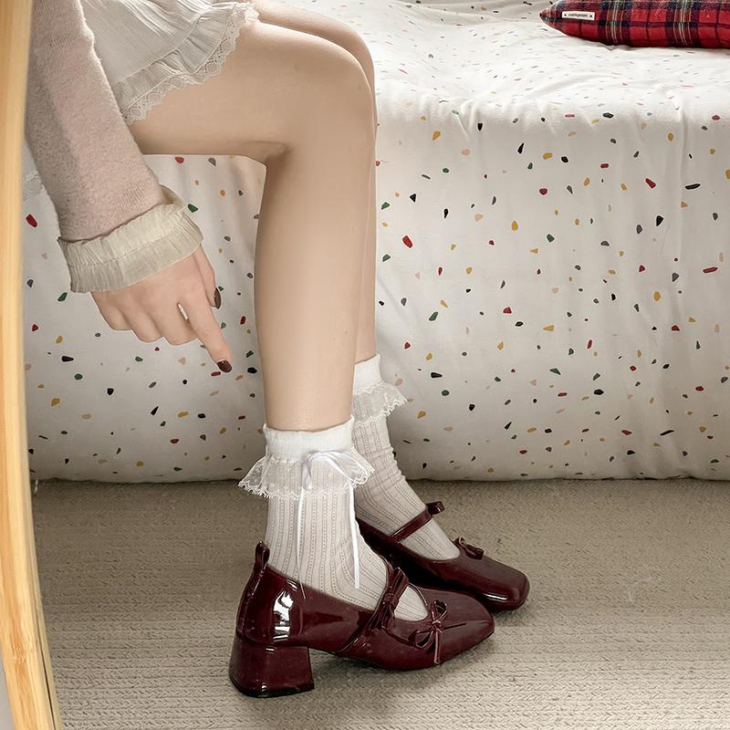 Slip On Thick Heel Women Mary Jane Shoes Fashion Height Increase Party Dress Shoes Spring Autumn Ladies Concise Leather Shoes