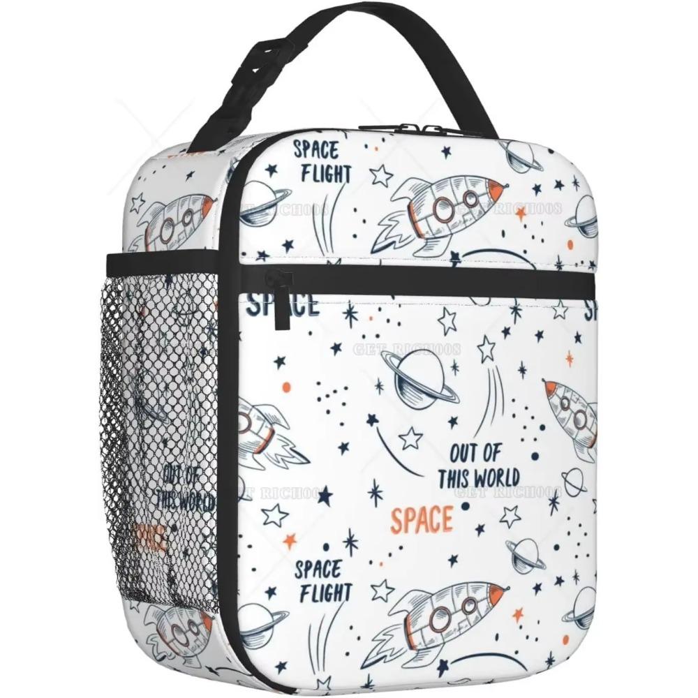 Τσάντα Γεύματος Μονωμένη με Κινούμενα Σχέδια Διαστημική Ρουκέτα Πλανήτες Αστέρια για Αγόρια Κουτί Φαγητού για Γραφείο Ταξίδια Τσάντα Μεταφοράς Γεύματος για Γυναίκες και Άνδρες
