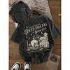 Fashionable and Trendy Letter Pattern Printed Men's Street Style Distressed Washed Pure Cotton T-shirt Suitable for Daily Leisure, Outdoor Activities