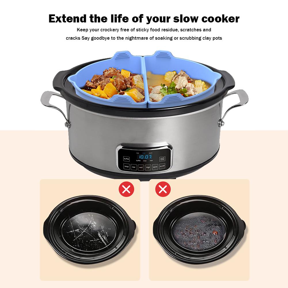 

2Pcs Slow Cooker Divider Liners for 6-7 Quart Slow Cookers Reusable Silicone Inserts (BPA-Free,No FDA Certificate) Blue