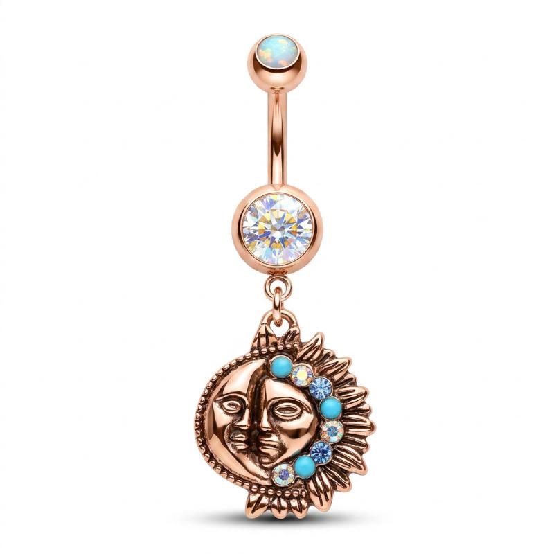 Stainless Steel Dangle Belly Button Rings Cat Sun Skull Navel Piercing Jewelry Women Trendy Cz Crystal Ombligo Body Piercing