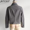 BITCED Women's Spring/Fall Collared Pocket-Detailed Single-Breasted Jacket