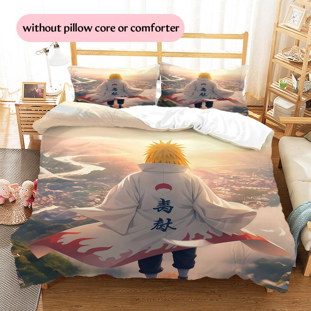 Minato Fourth Hokage Pattern Bedding Quilt Set Home Decoration Gift (1 * duvet cover + 2 * pillowcase without core)