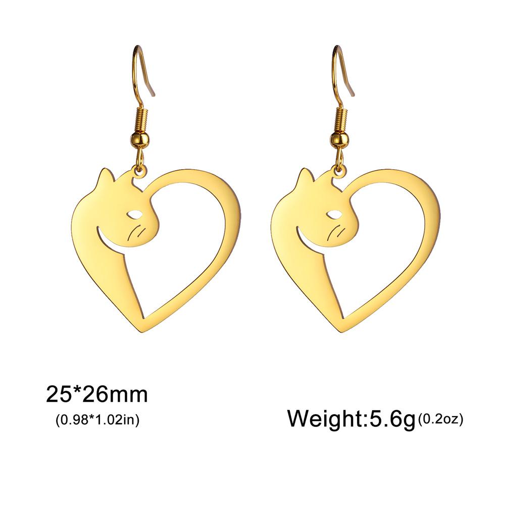 My Shape Cute Cat and Dog Dangle Earrings for Women Girls Stainless Steel Lovely Kitten Animal Drop Earring Fashion Jewelry Gift