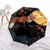 0106 Cherry Blossom Fox  Pattern, Automatic Folding Umbrella, Portable and Foldable Design, 8 Ribs, a Christmas or Birthday Gift.