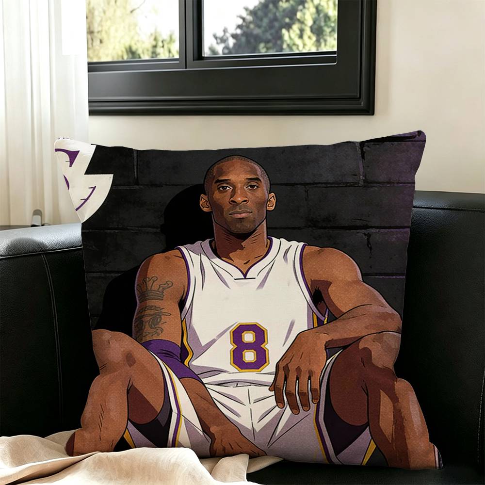 Basketball K-Kobe B-Bryant Square Double-Sided printed Pillow Case Bedroom Bedside Pillow Sofa Cushion Cover