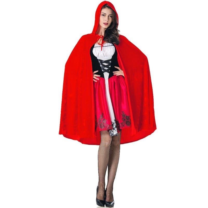 Premium, Thickened, Halloween Cloak Little Red Riding Hood Princess Dress Costume, Fairy Tale Prom Queen Dress